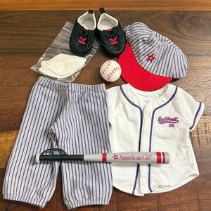American Girl Doll Softball Baseball #36 Outfit Jersey Pants Cleats Hat Bat Ball